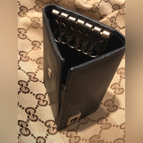 Gucci Square "G" Logo Black Leather Card/KEYS Walet Pouch Case - Picture 8 of 16